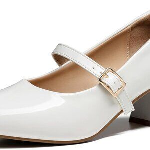 Women Mary Jane Shoes Leather Faux Leather 2.5in Block Heels Dress Casual